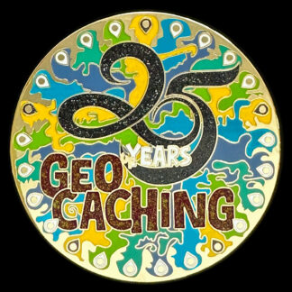 25 years of geocaching geocoin, gold