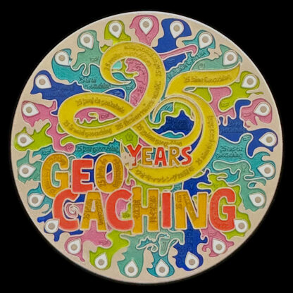 25 years of geocaching geocoin, matte nickel