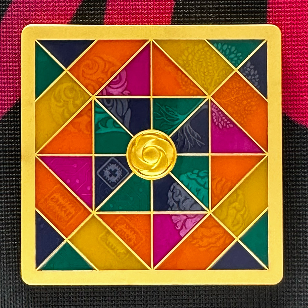 ernies personal geocoin – matte gold – front